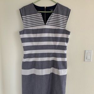 Tommy Hilfiger Blue White Stripe Sleeveless Shift Dress Size 12